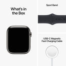 Apple Watch Series 8 45mm Smart Watch w/ Graphite Stainless Steel Case w/ Midnight Sport Band-S/M